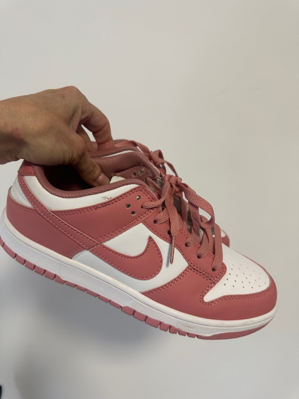 Nike Women's Rose Pink and White Low-Top Sneakers